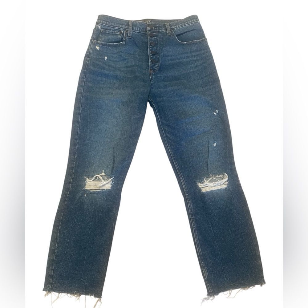 Abercrombie Ultra High Rise Distressed Button Fly Mom Jeans 10
